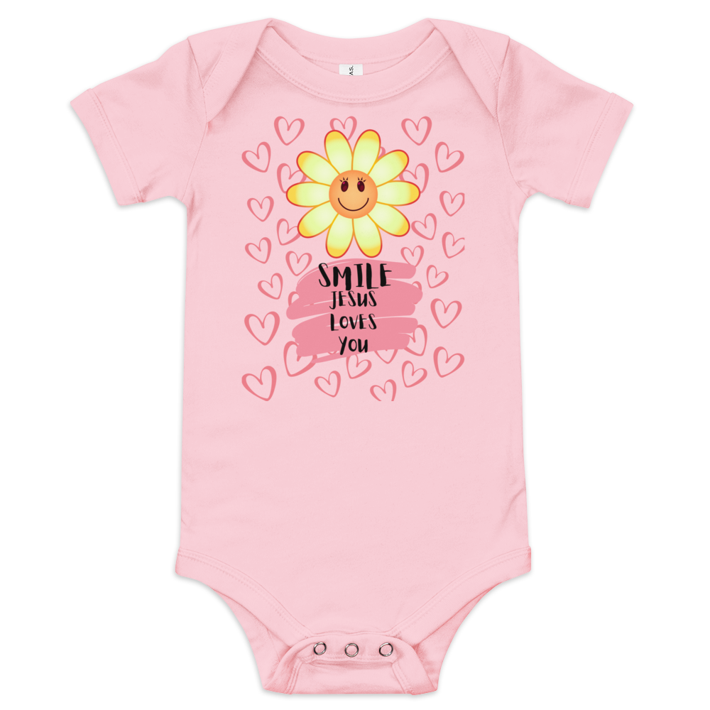Jesus Loves Me short sleeve one piece kids tee